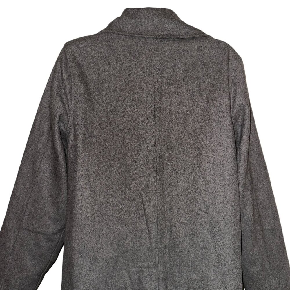 Rare Black Brand Pea Coat Mens L Gray Wool Pockets Lined Collared Dress Work - Picture 5 of 8